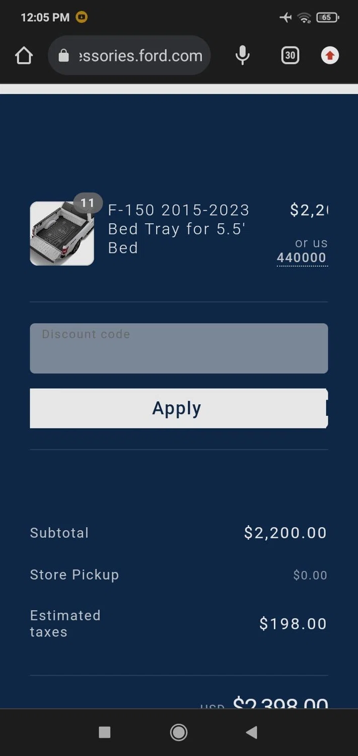 how to use Ford Parts coupons