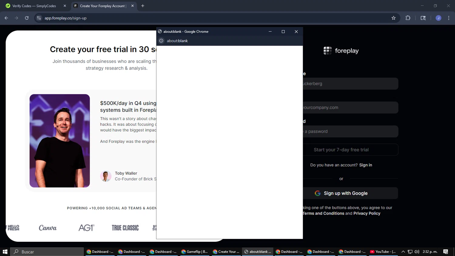 Foreplay promo code screenshot showing code secret30 applied at Foreplay checkout page. Uploaded by SimplyCodes community member CouponGuardian8137 on Jan 17, 2026