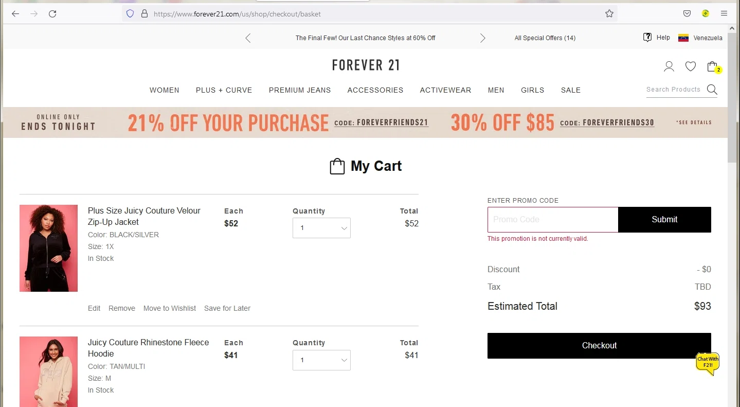 forever 21 promo code first order