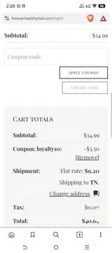 Forever Healthy coupon verification screenshot