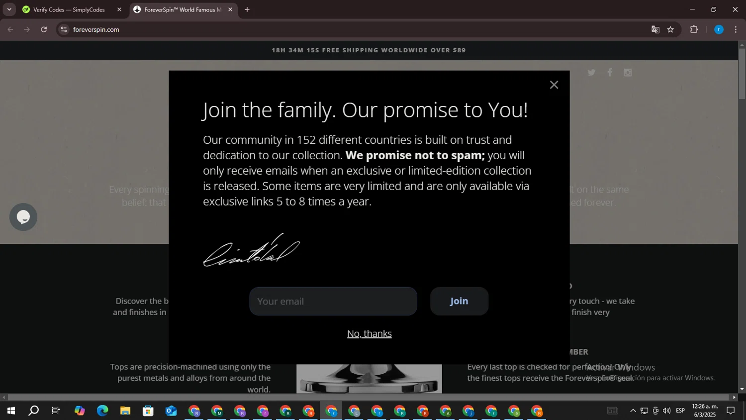 ForeverSpin discount code screenshot showing code LeenForeverspin applied at ForeverSpin checkout page. Uploaded by SimplyCodes community member CouponPhoenix3444 on Mar 6, 2025