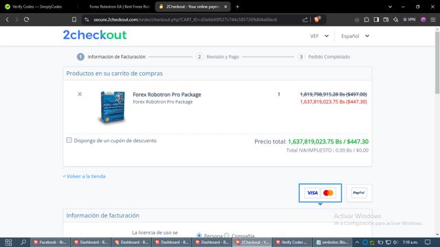 Forex Robotron checkout page showing Forex Robotron coupon code box | Screenshot taken by SimplyCodes community member on Sep 4, 2024