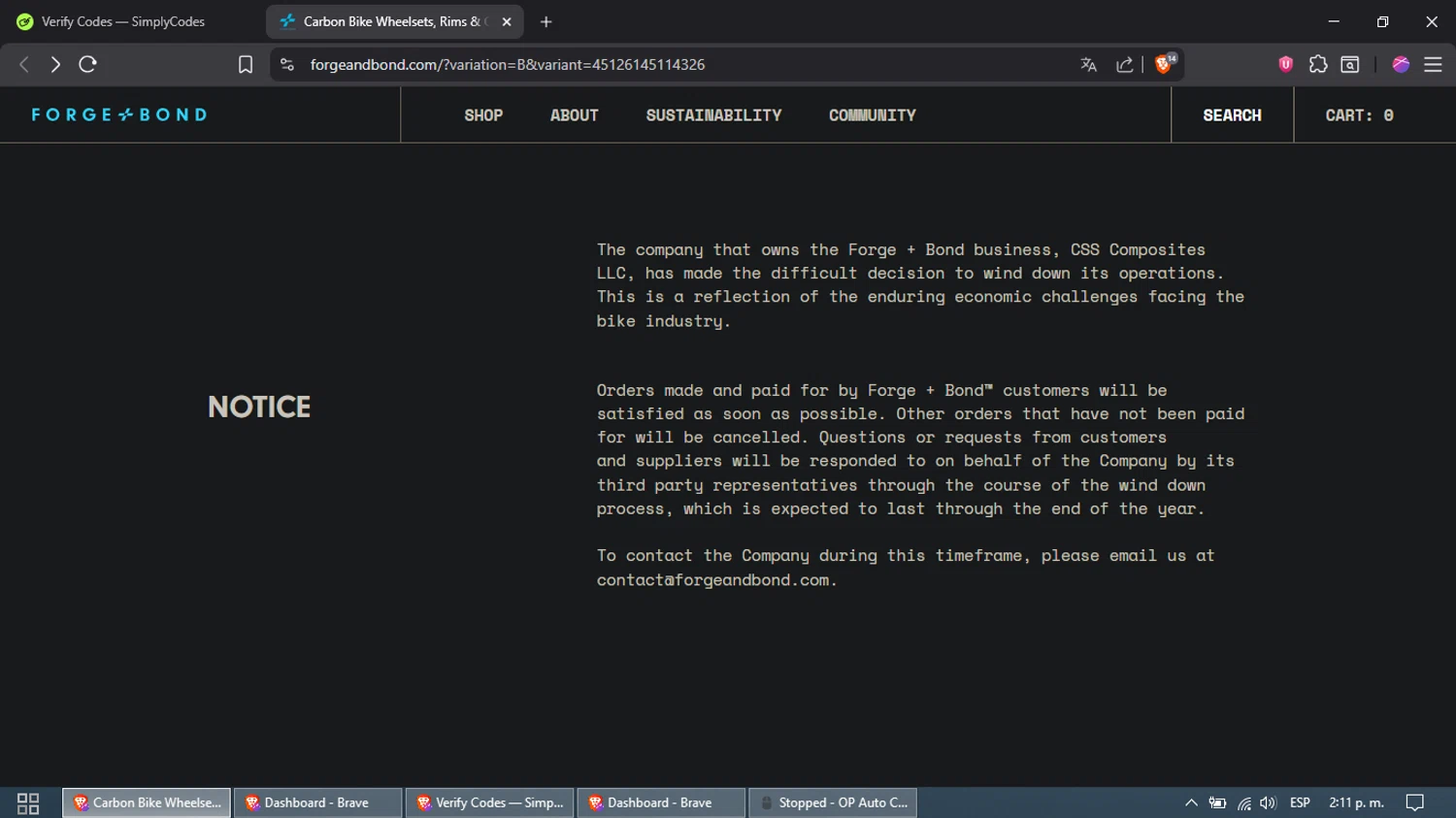 FORGE+BOND promo code screenshot showing code cart10 applied at FORGE+BOND checkout page. Uploaded by SimplyCodes community member Samira on Oct 29, 2025