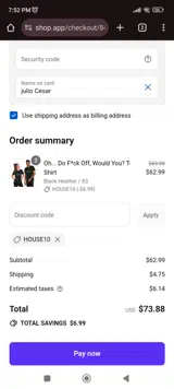 House10 coupon verification screenshot