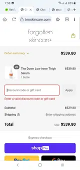 GAIL20 coupon verification screenshot