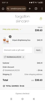 RIANNAGALVEZ20 coupon verification screenshot