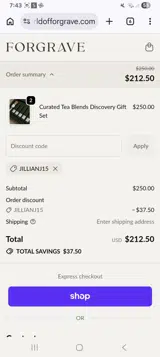 Forgrave coupon verification screenshot