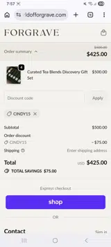 Forgrave coupon verification screenshot