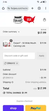 erika10 coupon verification screenshot