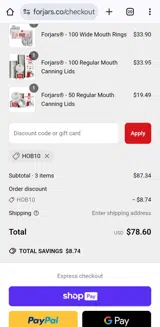 Hob10 coupon verification screenshot