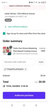 FOKAFFILIATE2025 coupon verification screenshot