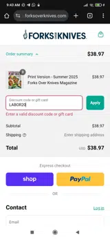 LABOR20 coupon verification screenshot