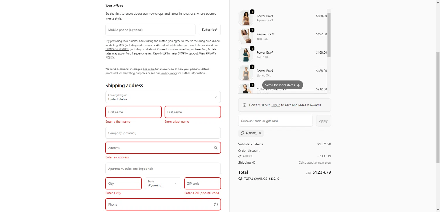 Forme checkout page showing Forme discount code box | Screenshot taken by SimplyCodes community member on Feb 6, 2026