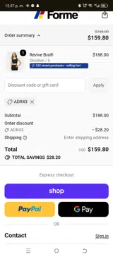 Forme coupon verification screenshot
