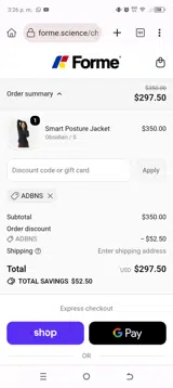 Forme coupon verification screenshot