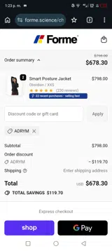 ADRYM coupon verification screenshot