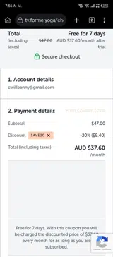 SAVE20 coupon verification screenshot