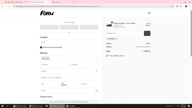 Form Insoles checkout page showing Form Insoles discount code box | Screenshot taken by SimplyCodes community member on May 15, 2025