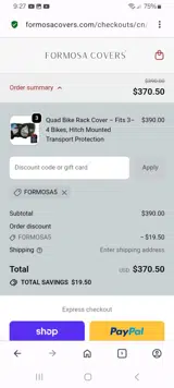 FORMOSA5 coupon verification screenshot