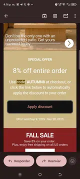 AUTUMN8 coupon verification screenshot