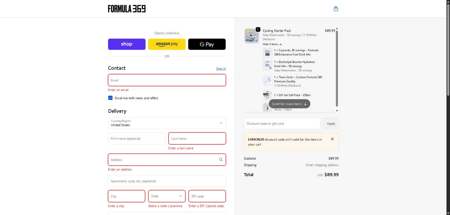 Formula369 promo code screenshot showing code EAMON20 applied at Formula369 checkout page. Uploaded by SimplyCodes community member PromoElite4745 on Jan 9, 2026