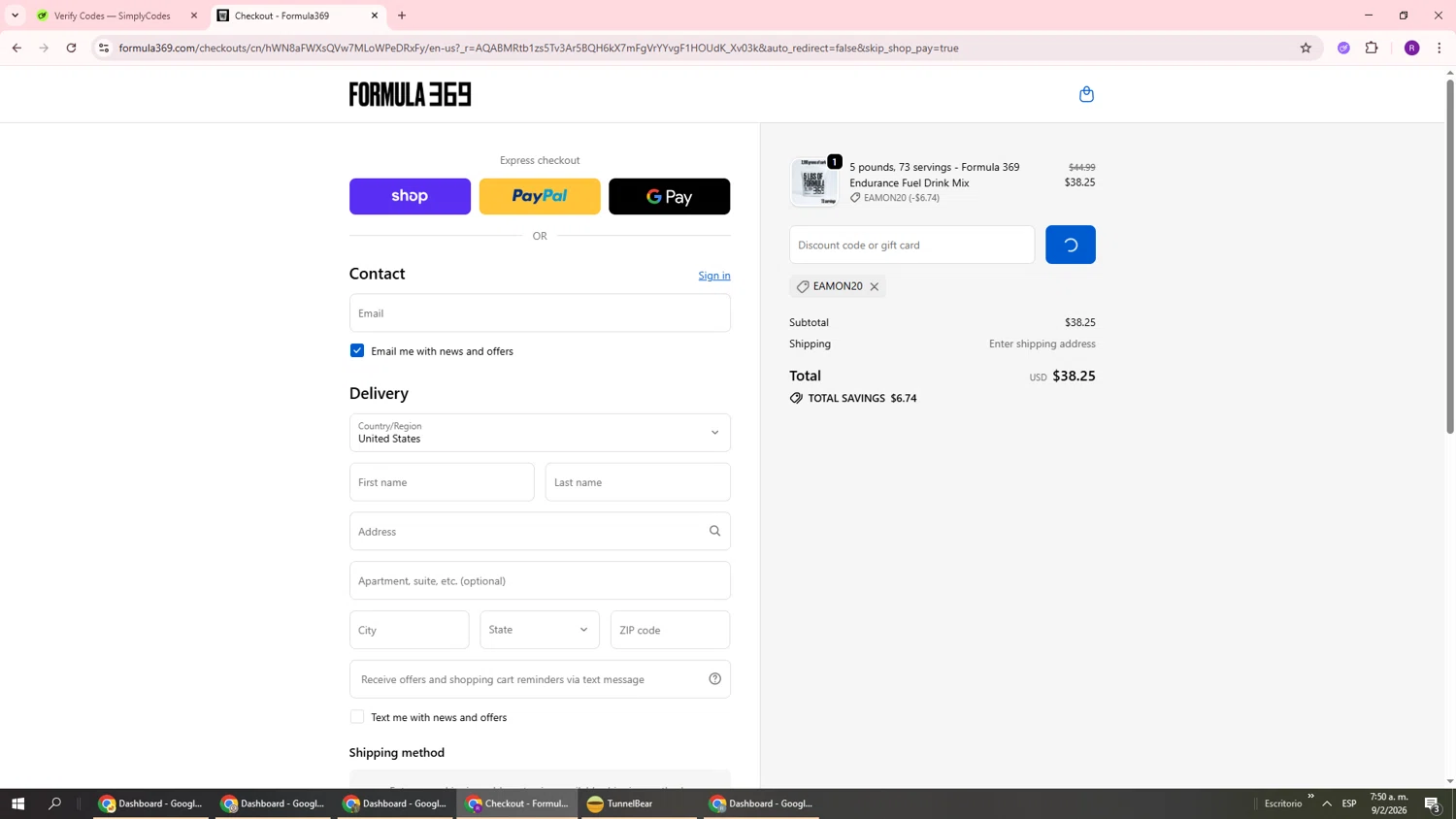 Formula369 checkout page showing Formula369 promo code box | Screenshot taken by SimplyCodes community member on Feb 9, 2026