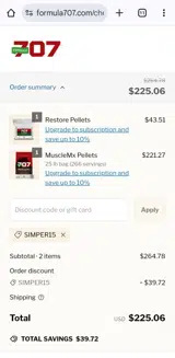 SIMPER15 coupon verification screenshot