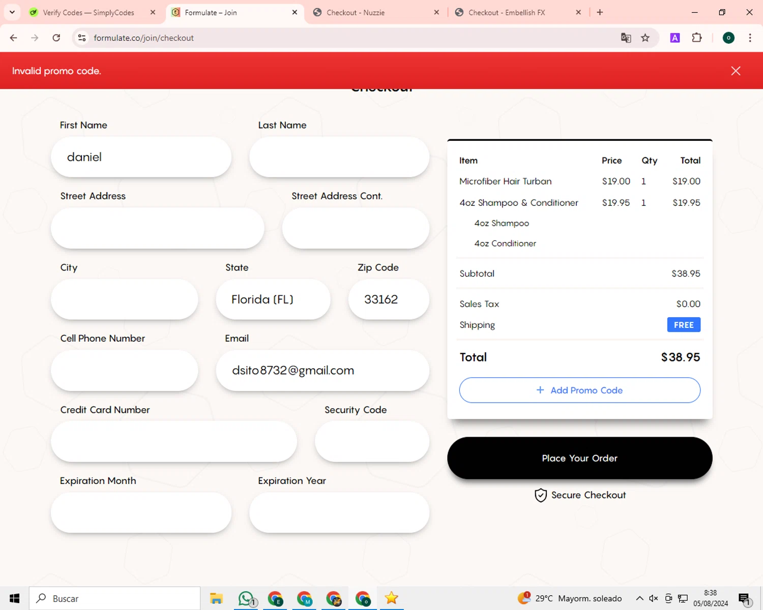 where to use Formulate promo code box