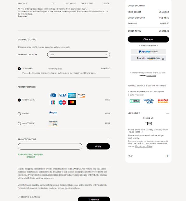Fornasetti checkout page showing Fornasetti promo code box | Screenshot taken by SimplyCodes community member on Sep 17, 2024