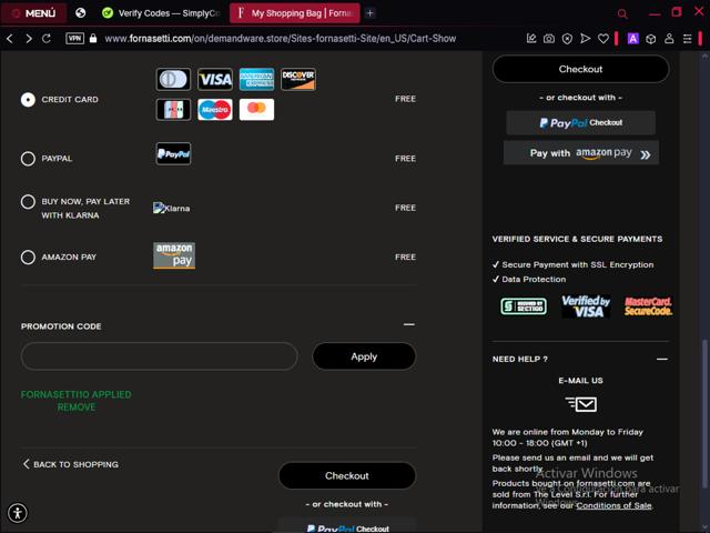 Fornasetti checkout page showing Fornasetti promo code box | Screenshot taken by SimplyCodes community member on Apr 5, 2025