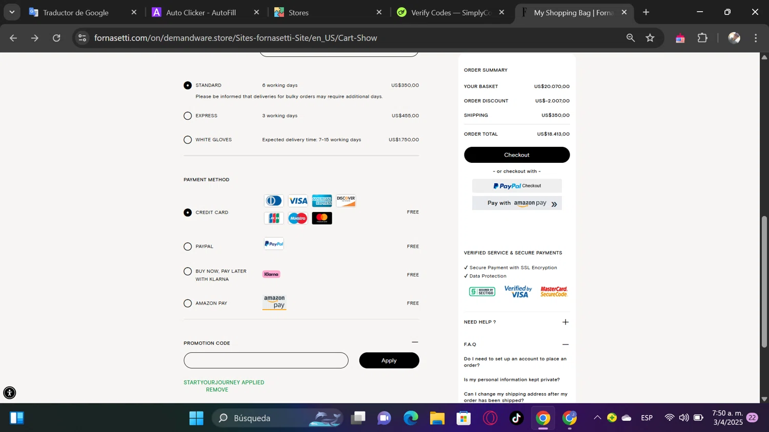 Fornasetti promo code screenshot showing code STARTYOURJOURNEY applied at Fornasetti checkout page. Uploaded by SimplyCodes community member MrShelbby on Apr 3, 2025