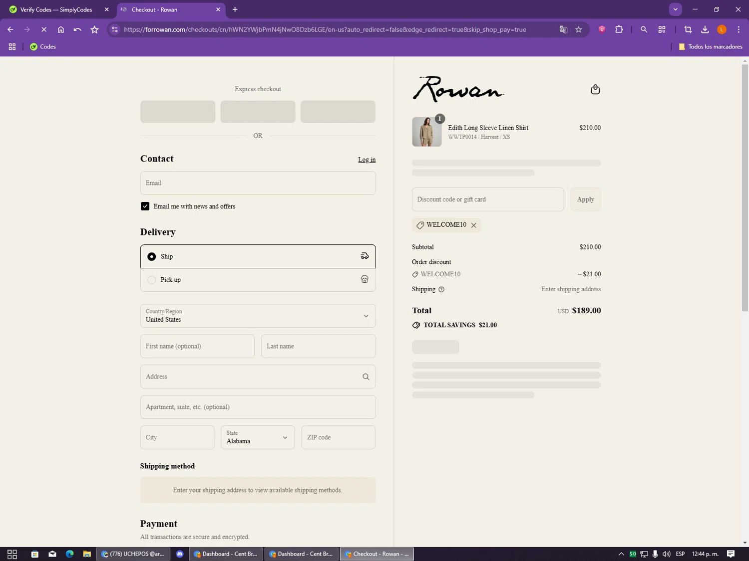 For Rowan discount code screenshot showing code WELCOME10 applied at For Rowan checkout page. Uploaded by SimplyCodes community member DIOSESMIGUIA on Sep 3, 2025