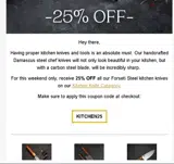 KITCHEN25 coupon verification screenshot