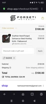 BADDIE coupon verification screenshot