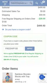 FREESHIP100 coupon verification screenshot
