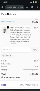 CODE coupon verification screenshot