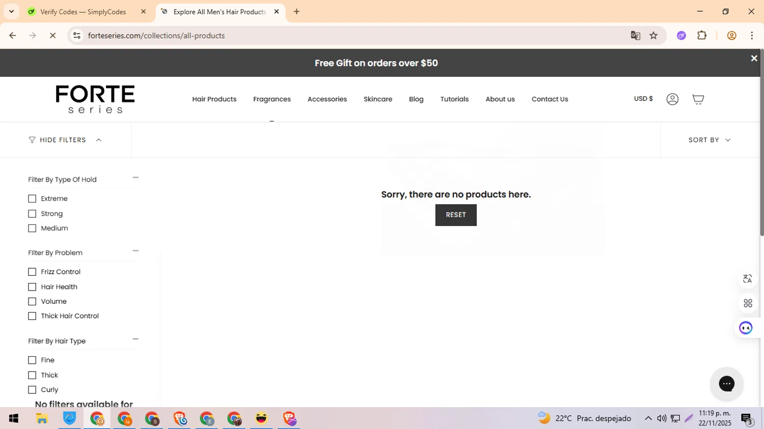 Forte Series promo code screenshot showing code OMARSPANESHI applied at Forte Series checkout page. Uploaded by SimplyCodes community member ylleneromero on Nov 23, 2025