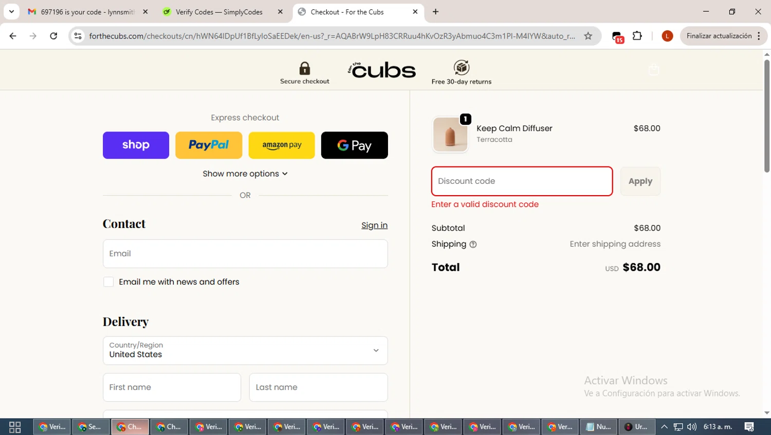 For the Cubs promo code screenshot showing code LASTCHANCE15 applied at For the Cubs checkout page. Uploaded by SimplyCodes community member BonusHero9692 on Dec 5, 2025