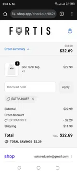 extra10off coupon verification screenshot