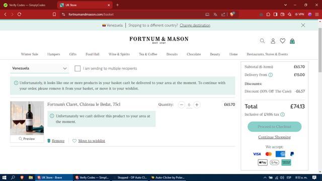 Fortnum & Mason checkout page showing Fortnum & Mason promo code box | Screenshot taken by SimplyCodes community member on Dec 31, 2024