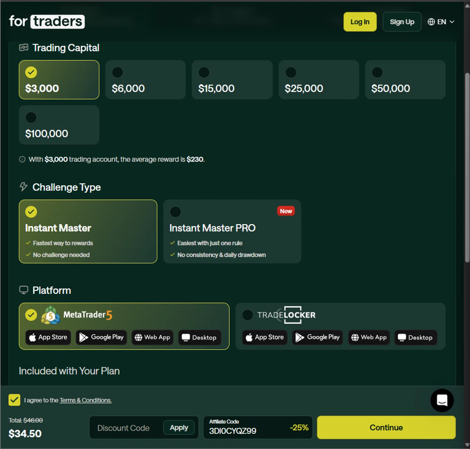 For Traders discount code screenshot showing code 3DI0CYQZ99 applied at For Traders checkout page. Uploaded by SimplyCodes community member PillarsofCreation on Dec 19, 2025