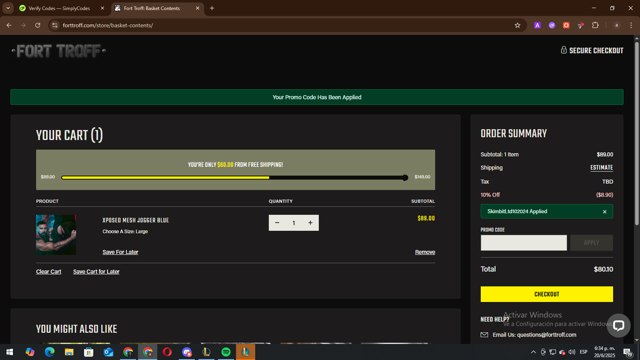 Fort Troff checkout page showing Fort Troff promo code box | Screenshot taken by SimplyCodes community member on Jun 20, 2025