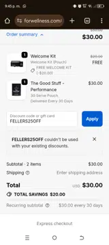 FELLERS25OFF coupon verification screenshot