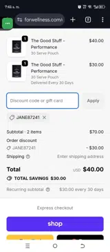 JANE87241 coupon verification screenshot