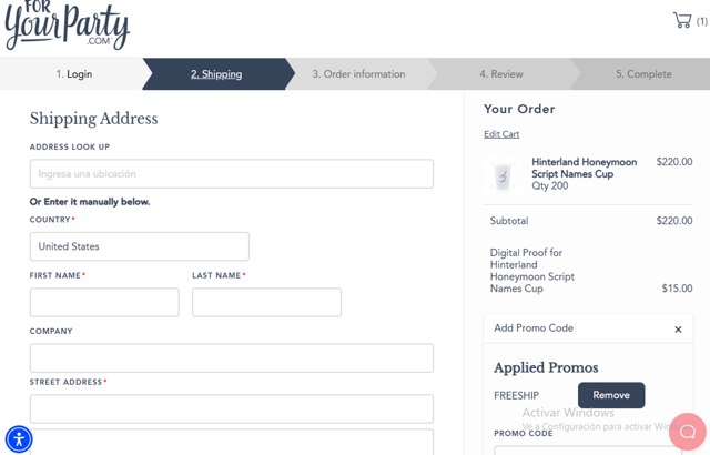 ForYourParty checkout page showing ForYourParty promo code box | Screenshot taken by SimplyCodes community member on Aug 2, 2025