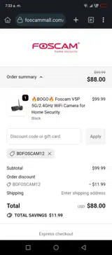 BDFOSCAM12 coupon verification screenshot