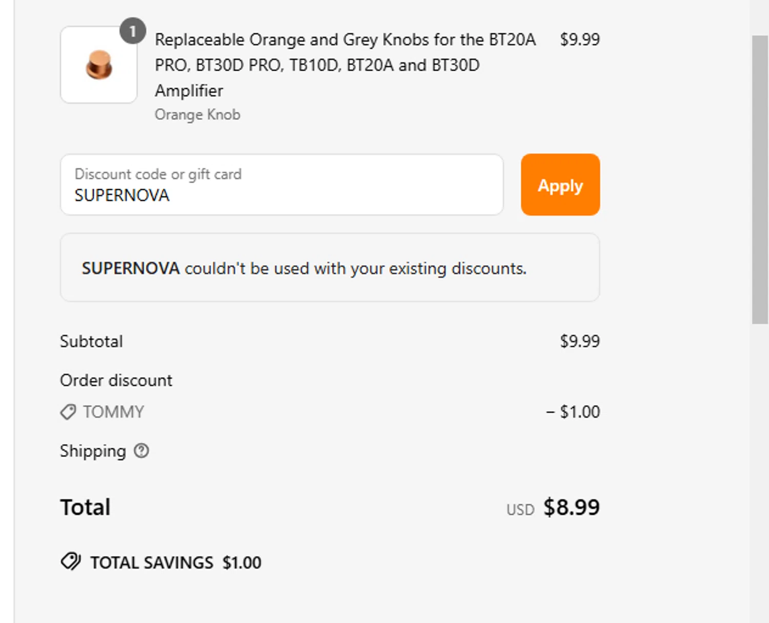 Fosi Audio discount code screenshot showing code SUPERNOVA applied at Fosi Audio checkout page. Uploaded by SimplyCodes community member fghfgefds2 on Mar 24, 2025