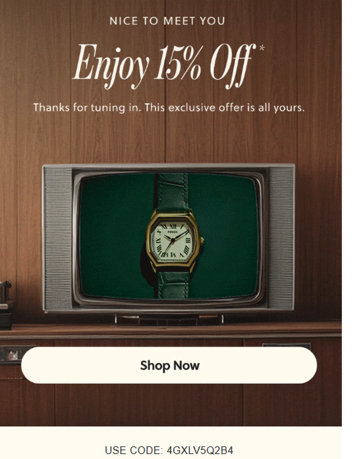 Fossil promo code screenshot showing code 4GXLV5Q2B4 applied at Fossil checkout page. Uploaded by SimplyCodes community member SilverMakeup on Jun 4, 2026