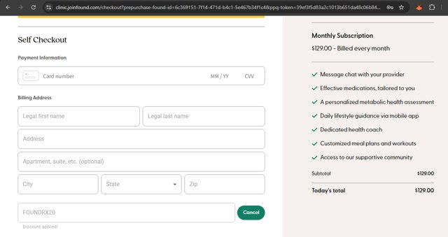Found checkout page showing Found promo code box | Screenshot taken by SimplyCodes community member on Jul 26, 2025