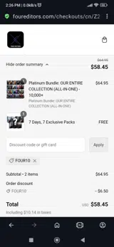 Four10 coupon verification screenshot